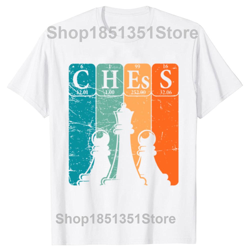 Funny Chess Periodic Table Nerd Chess Player Vintage T Shirts Checkmate Graphic Cotton Streetwear Short Sleeve Gifts Tshirt Men