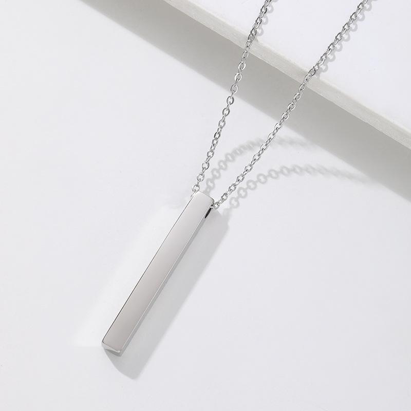 Minimalist Vertical Bar Pendant Necklace, Customizable Engravable Stainless Steel Chain for Men Women
