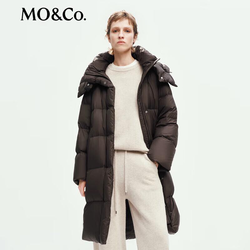MO&Co. Women's Long Goose Down Jacket with Detachable Hood