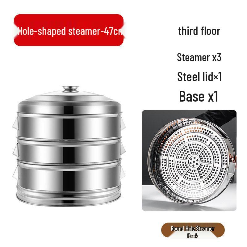 Large-Capacity Stainless Steel Steamer Basket for Fish and Buns