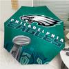 Philadelphia Eagles LOGO Print Automatic Umbrella, 8 Rib Iron Frame, Plastic Handle, Suitable for Outdoor Travel &Daily , Ideal Gift