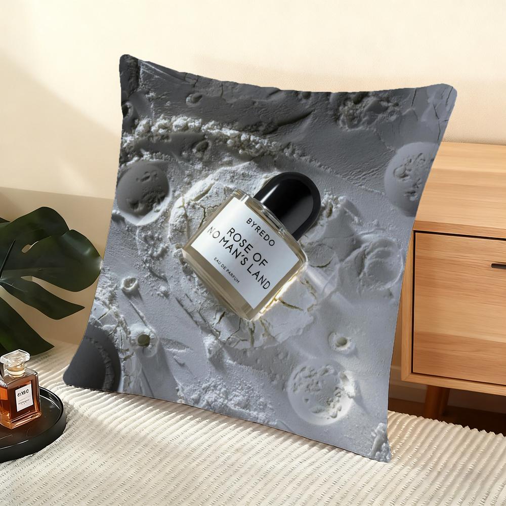 B-B-Byredo Perfume Cushion Cover Silky Short Plush Home Sofa Cushion Cover - Invisible Zipper Home Decoration