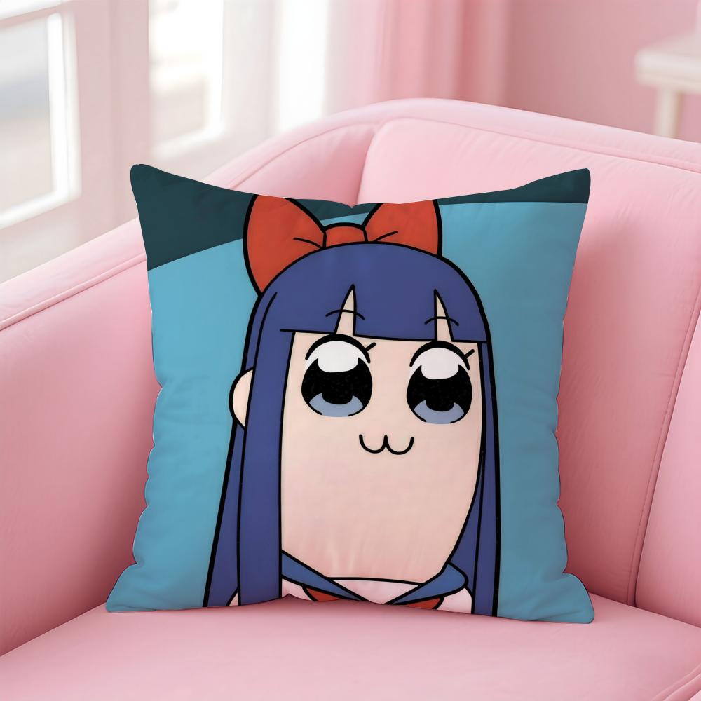 Cute Anime PPop Team Epic Cushion Cover Pillowcase Short Plush Invisible zipper Room Sofa Cushion Cover