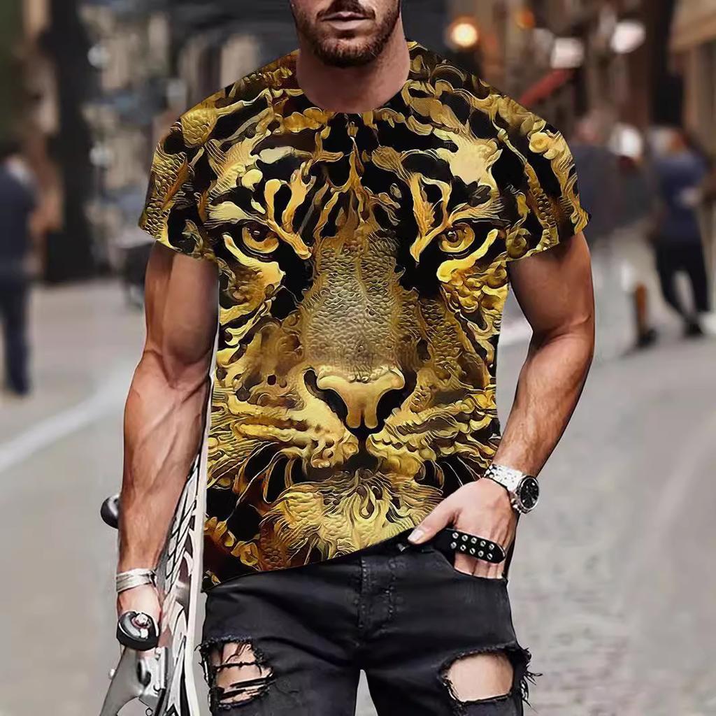Letní Pánská Trička s 3D Potiskem Medvěda a Psa Pandy Módní Ležérní s O-výstřihem Krátký Rukáv Sportovní Oblečení Cool Streetwear Nadměrné Top