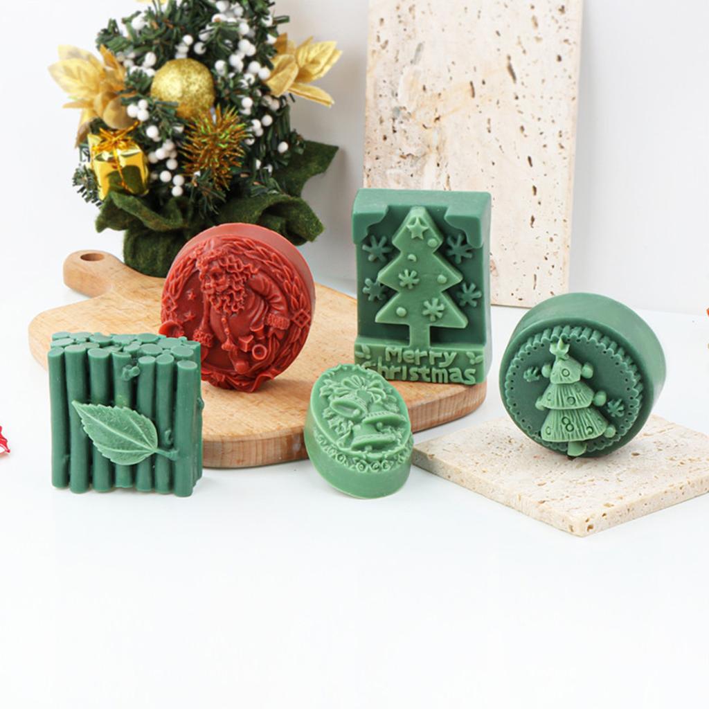 Christmas Embossed Silicone Mold Holiday Candle Silicone Mould For Epoxy Resin Handmade Craft Candle Soap Making Mould