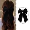 Velvet Black Red Bow Hair Clip Pearl Floral Spring Ponytail Clip Korean Style Elegant Barrettes Women Girl Hair Styling Headwear