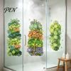 Self Adhesive Botanical Wall Decor 3Pcs 3D Succulents Stickers, Vertical Plant Landscape Decals, Waterproof PVC Mural, Full Atmosphere Covering