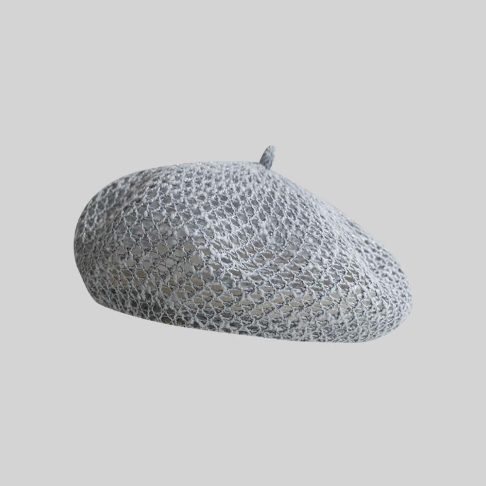 Solid Color Hollow Beret Hollow Knitted Pumpkin Hat Casual Painter Hat Women