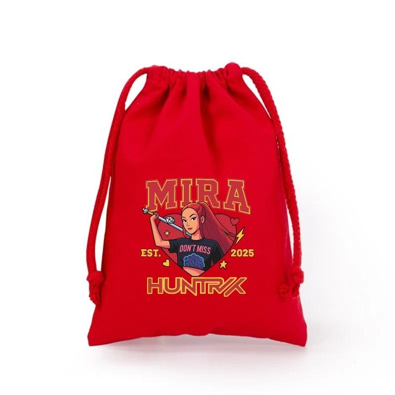 KPop Demon Hunters Storage Drawstring Bag Music Cartoon Party Cookies Candy Package Kids Gift Bags Print Cotton Key Pouch