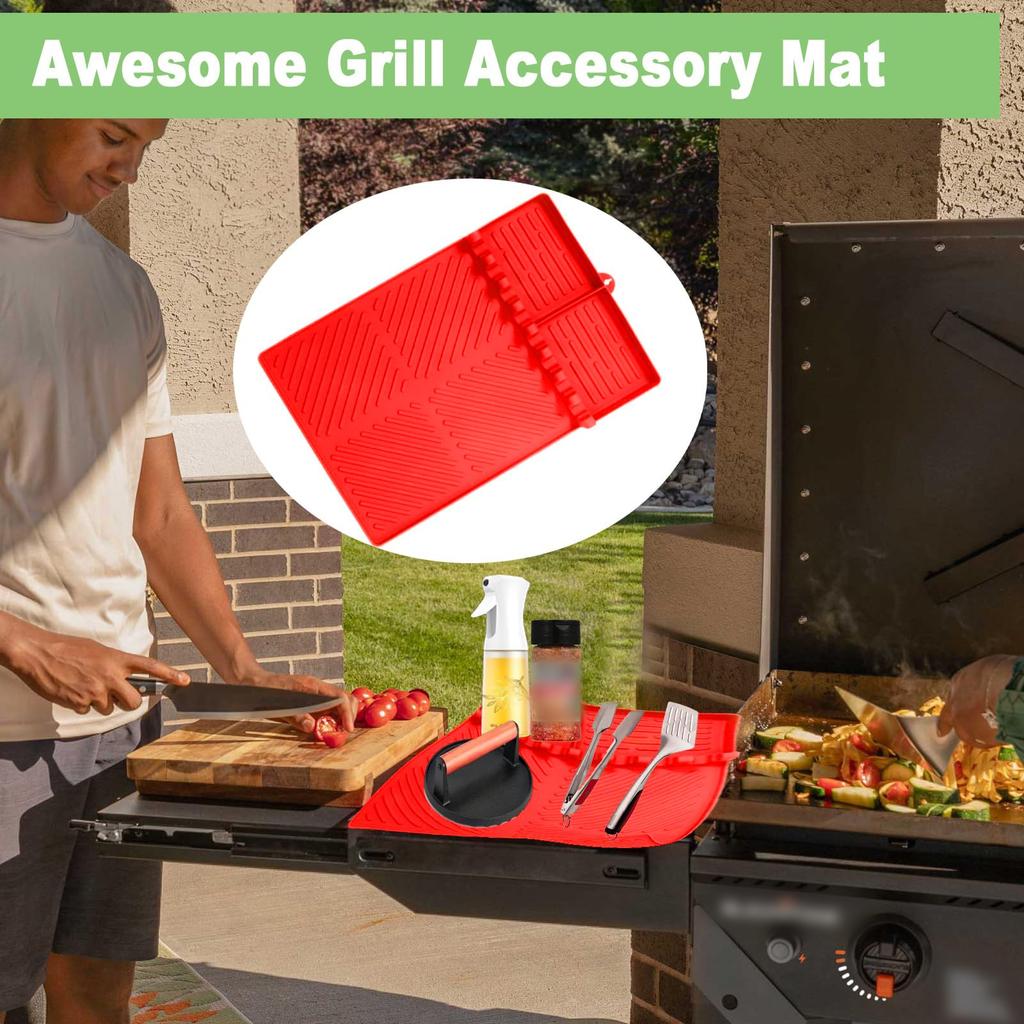 Side Shelf Mat Grill Multifunctional Placemat Silicone Bbq Pizza Mat Induction Cooker Cover Baking Pan Mat Barbecue Tools