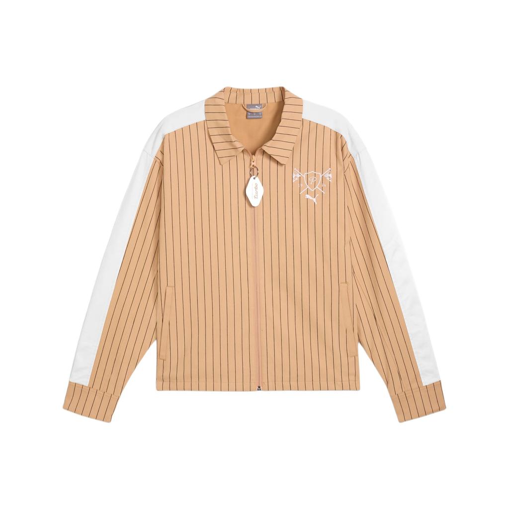PUMA Porsche Legacy Lifestyle High Neck Loose Fit Striped Zip Long Sleeve Jacket Men jackets Warm-Beige 630266-10
