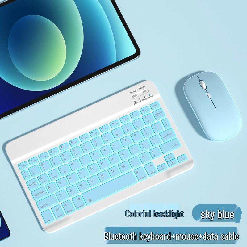 RGB Backlit Bluetooth Keyboard & Silent Wireless Mouse for iPad, Huawei & Tablets
