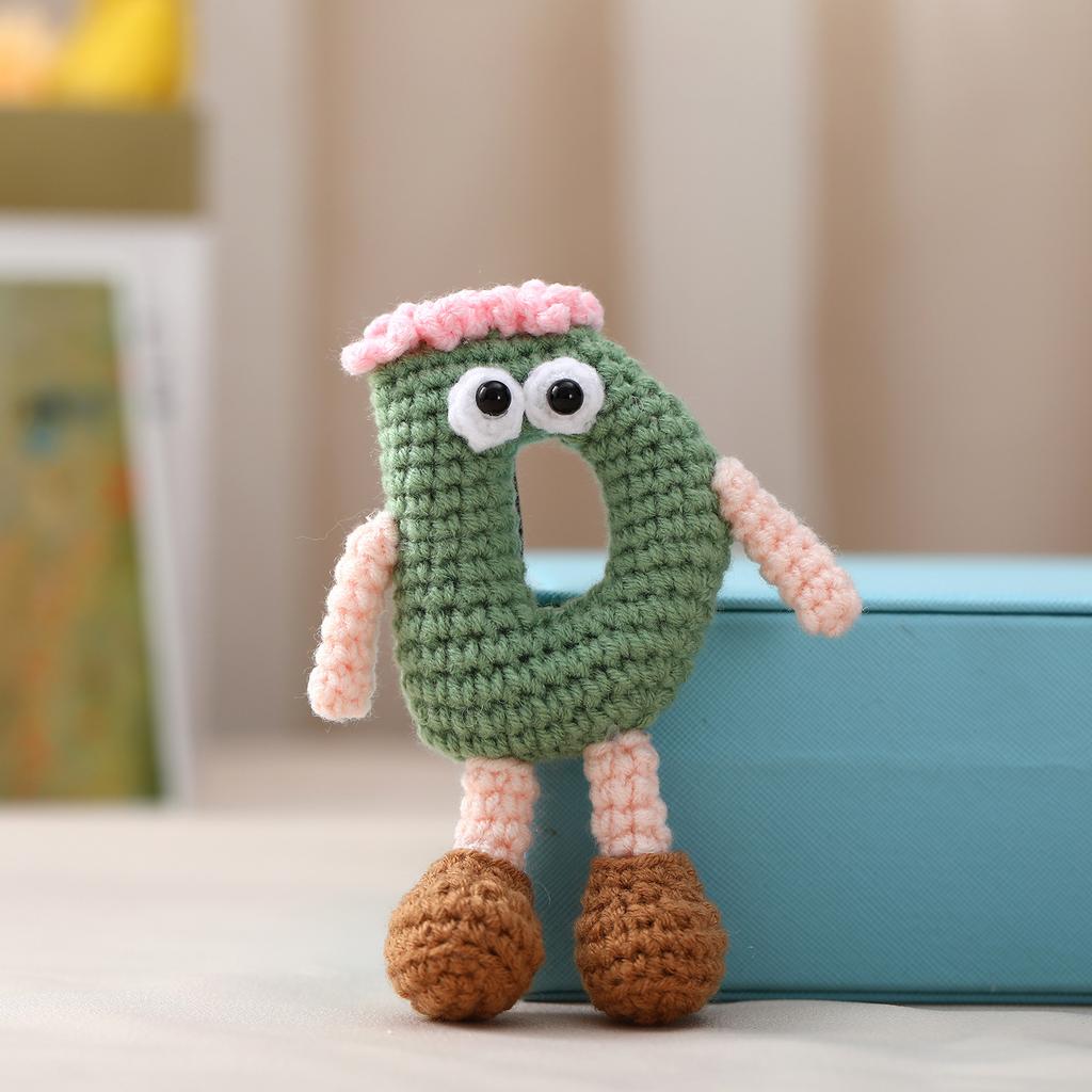 Handmade Crochet Alphabet Keychain, Letter A-H Knitted Doll Bag Charm,Cute 3D Knitted Letter Pendant, A-H Alphabet Crochet Keychain