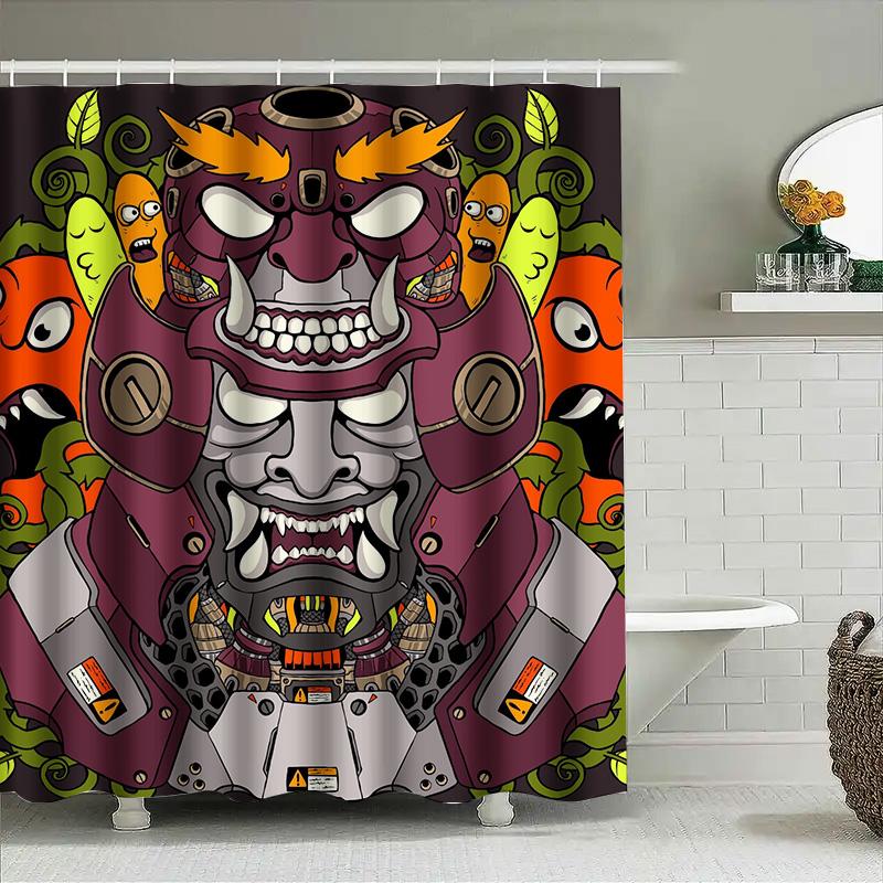 

Tuniu Japanese Oni Demon Face Shower Curtain Room Divider Wall Decor Graphic Art Print W60H190(CM)-1 Pcs