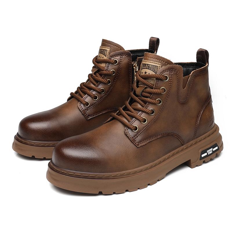 

Новые мужские туфли, высокие рабочие ботинки на шнуровке, модная обувь для отдыха на открытом воздухе, нескользящая обувь, удобные износостойкие мужские ботинки для путешествий 44 коричневый