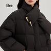 Women's Mid-Length Down Jacket with Scarf Collar and Toggle Buttons