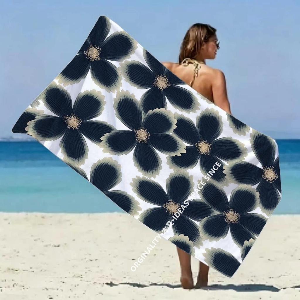 Vintage Dark Floral Beach Towel Patterned Sunscreen And Windproof Suitable For Swimming Pool Camping Travel