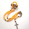 Cottvott Rosario Cattolico a Catena di Corda Intrecciata a Mano con Perline Collana Madonna Maria Cristo Gesù Collana con Ciondolo Croce Gioielli Regalo