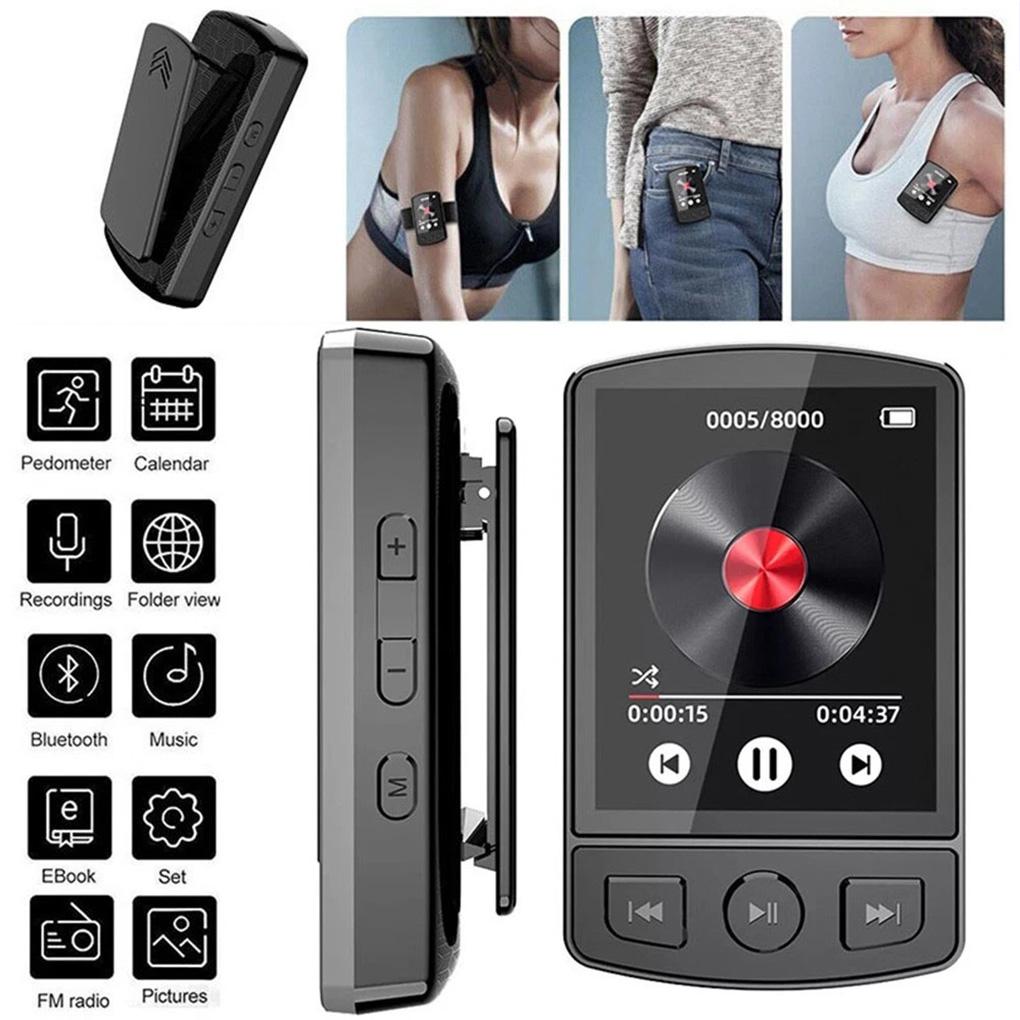 MP3 Player Portable Sport Clip Walkman HiFi Sound Bluetooth-Compatible 5.2 Student Walkman 1.8inch Screen with FM Radio E-Book