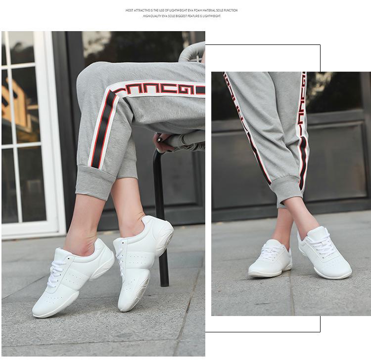 Yingrui Women's White Aerobic Dance Shoes - Soft Sole, Non-Slip, Perfect for Cheerleading and Children's Training (Model 610)