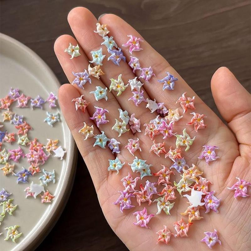 50 Stück Harz Mini Bunte Blume Kunst Nagel Dekorieren 3D Blume Applikationen Diy Nagelkunst Dekor Zubehör Bastelbedarf