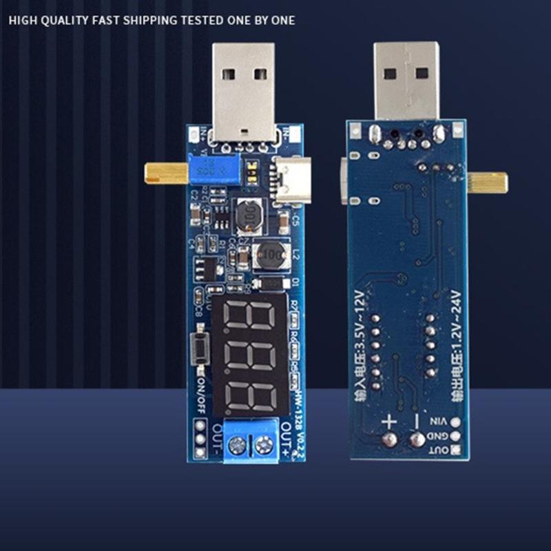 USB Boost Power Supply Module with Adjustable Output DC1.2V to 24V Overcurrent Protections for DIY Applications