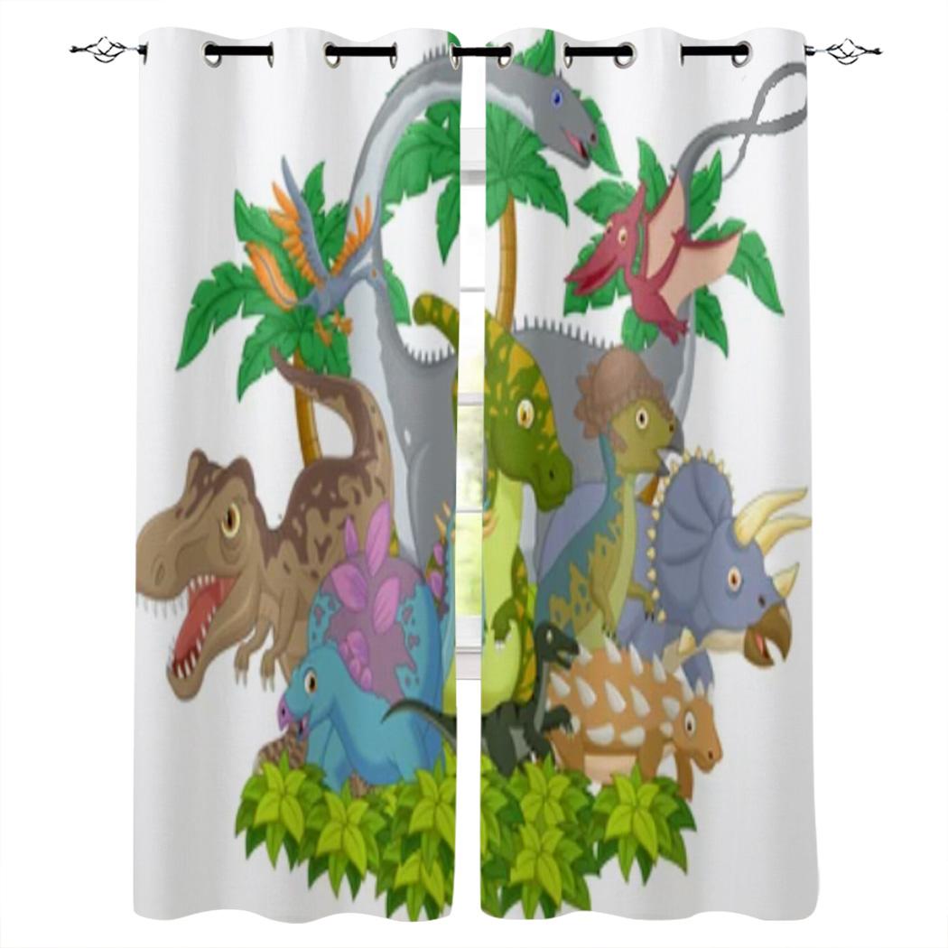 Шторы на окна с изображением динозавра в джунглях для гостиной — фото 6