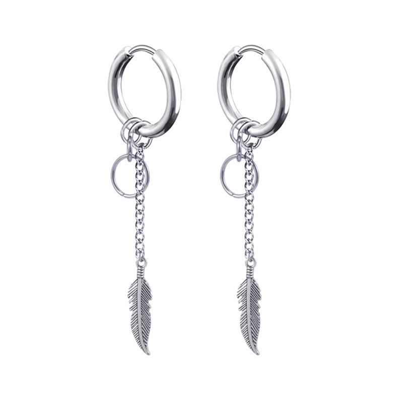 Newest 1 Pair Stainless Steel Cross Pendant Dangle Long Tassel Unisex Hoop Earrings Men/Women Punk Gothic Zircon Best Gifts