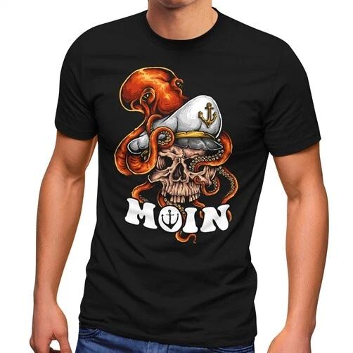 Men s T-Shirt Moin Skull Captain Captain Octopus Fashion Street Style L