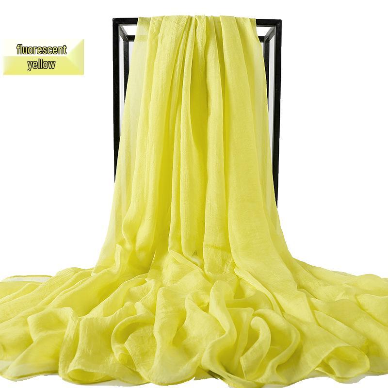 Foulard in Chiffon di Seta Monocolore Extra Lungo 3m x 2.3m: Protezione Solare e Sciarpa Asciugamano da Spiaggia da Viaggio