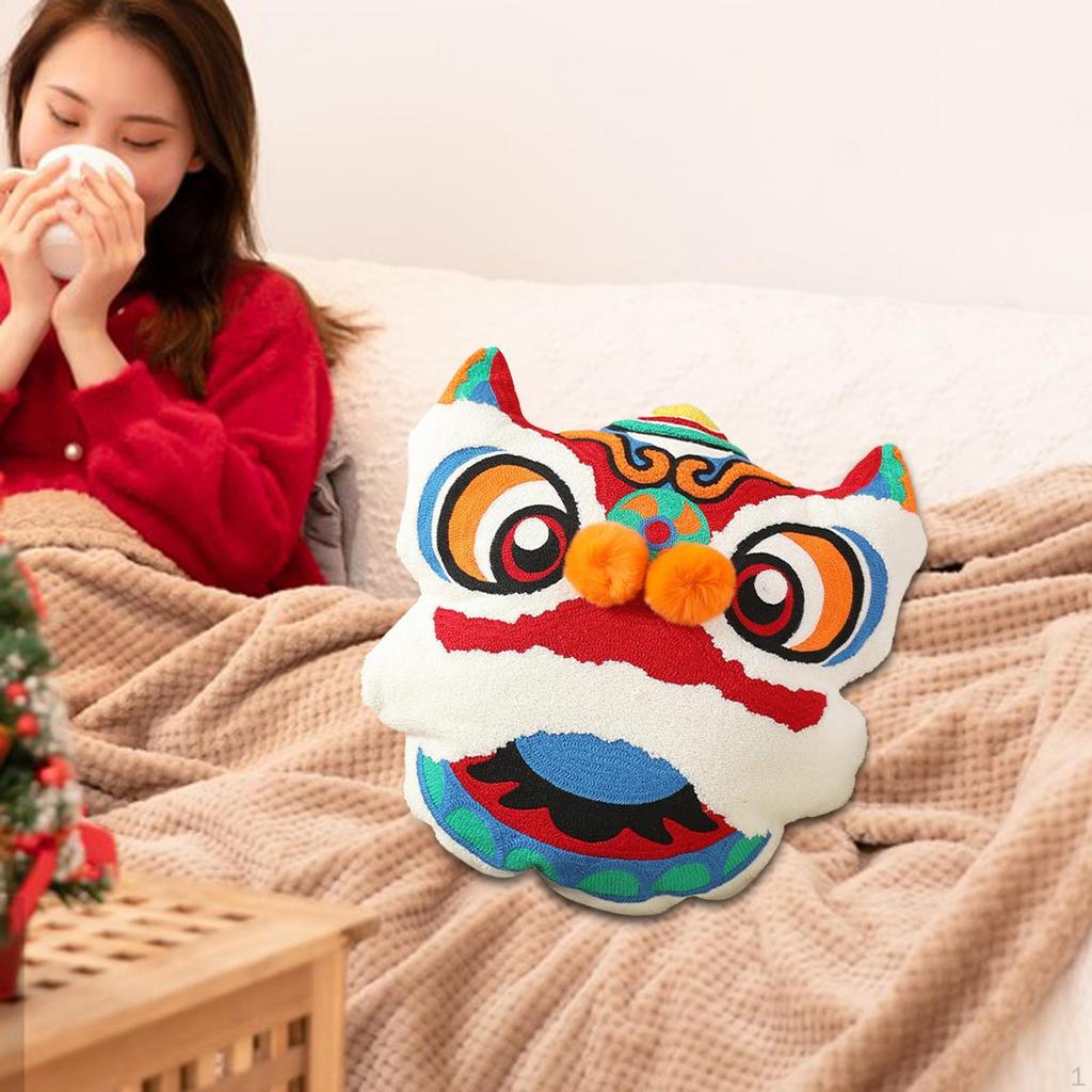 Chinese Year Decorative Pillow with Lion Theme for Home Use