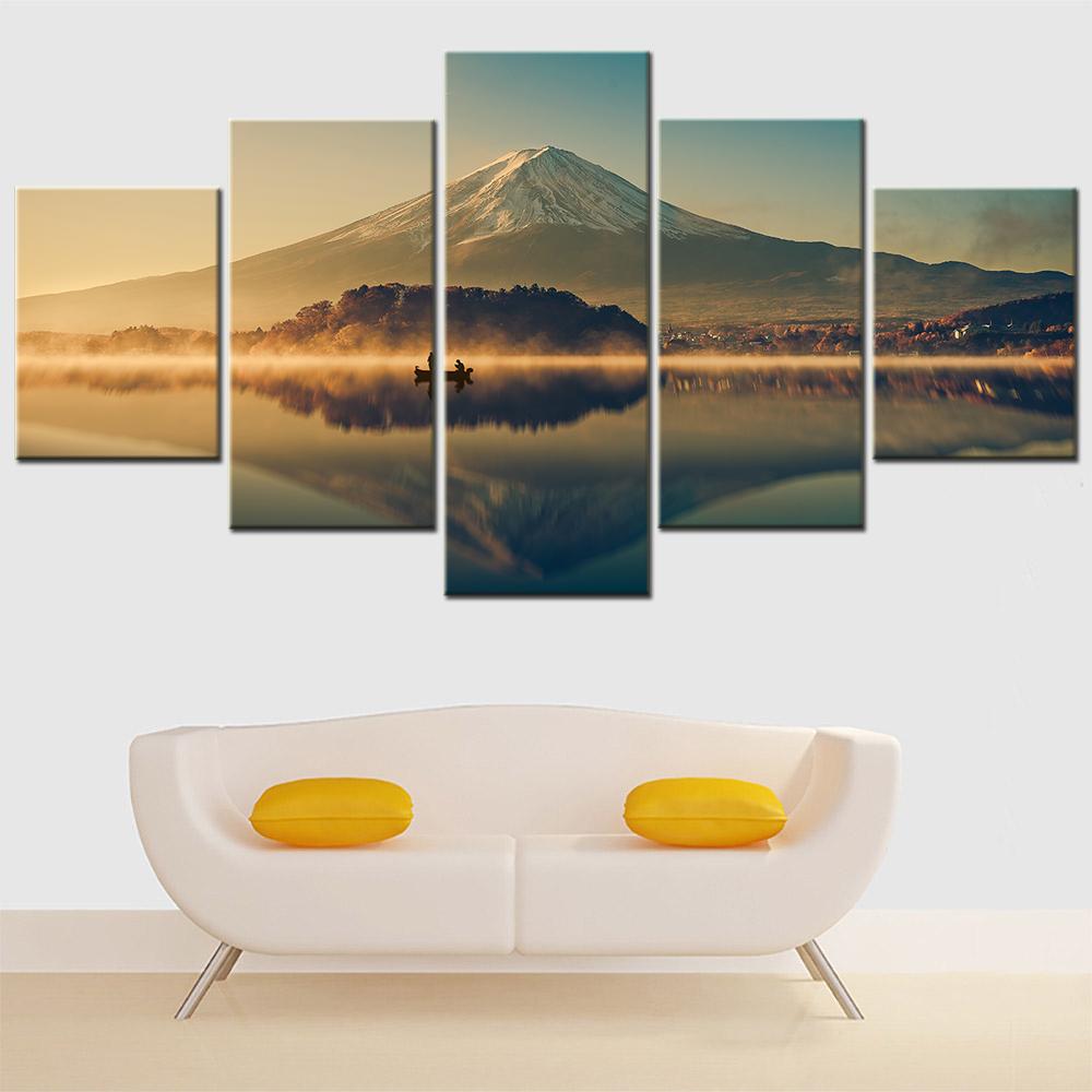 

Mount Fuji Lake Scenery Picture 5Pcs Wall Art Canvas Print Modular Home Decoration Painting Aesthetic Room Decor Picture 20X35 20X45 20X55CM