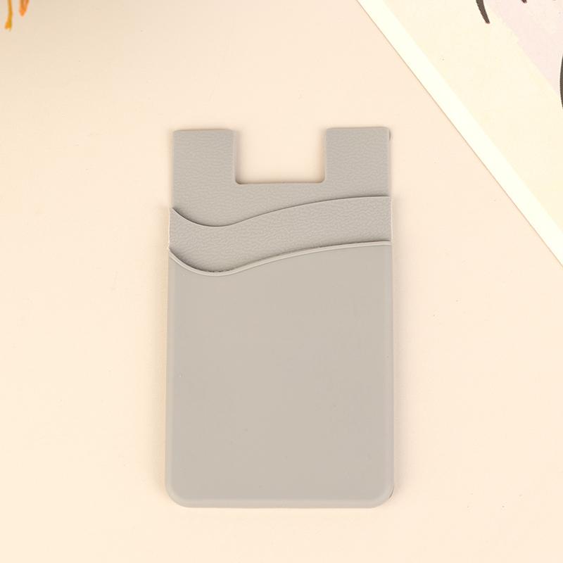 Double-Layer Silicone Mobile Phone Back Pocket Card Holder Case Pouch Adhesive Sticker Phone Back Cover Id Card Wallet Pocket