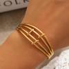 Stainless Steel  Bracelets For Women Luxury Irregular Wide Textured Open Bracelet New Trendy Aesthetic Jewelry Gift