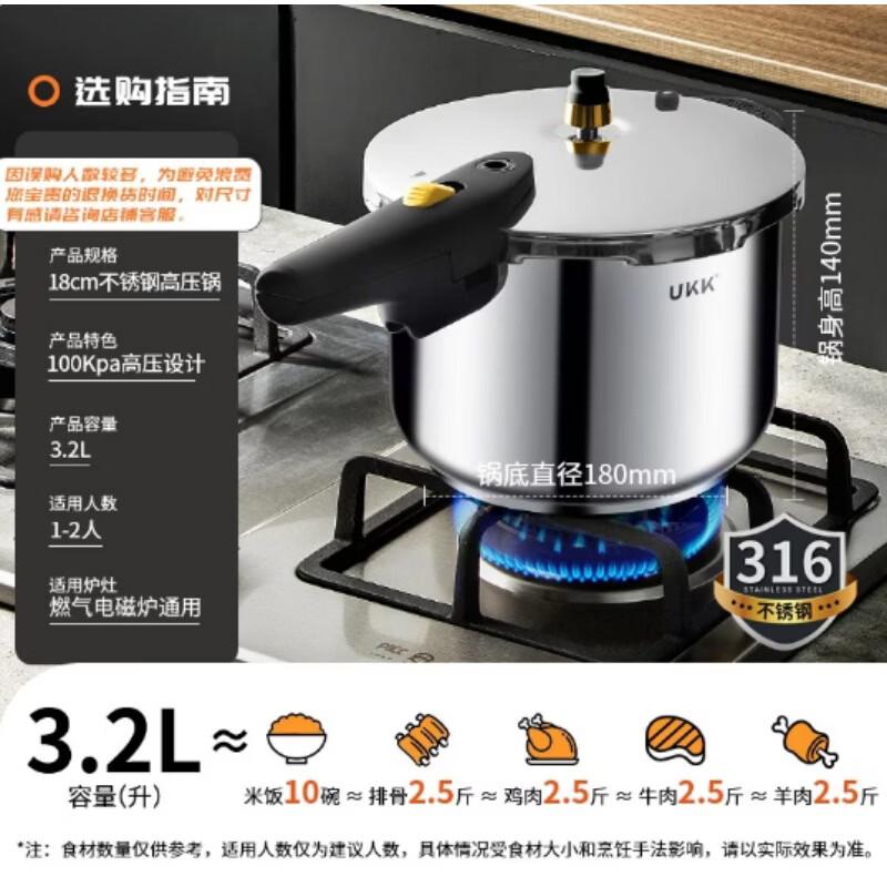 UKK German Explosion-Proof 316 Stainless Steel Pressure Cooker