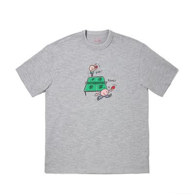 Li Ning Comfortable Simple Breathable Loose Versatile Round Neck Printed Short Sleeve T-Shirt Unisex Tops Flower-Gray Light-Gray AHSVB83-3