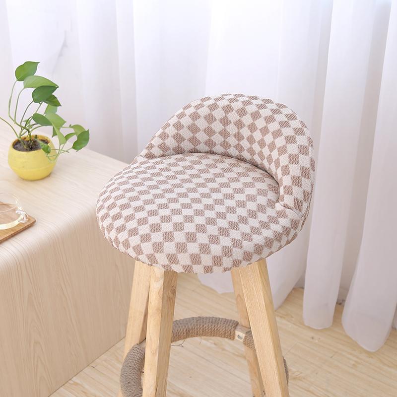 Non-Slip Hotel Bar Chair Cover Restaurant Cotton Fabric Stretch Chair Dining Household Seat Cover Brown High Stool Cover