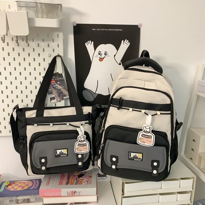 Fashion Color Collision Large Capacity Student Backpack For School Travel And