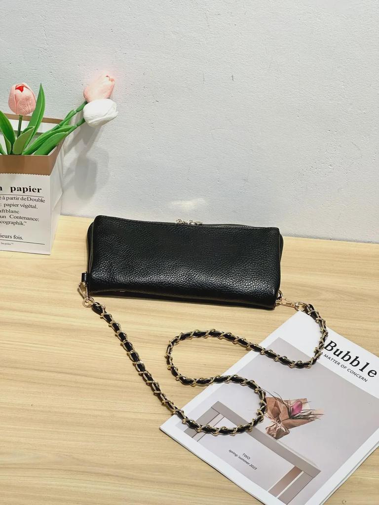 Trendige Umhänge-Schultertasche mit Litschi-Muster - Schlichtes, vielseitiges Design