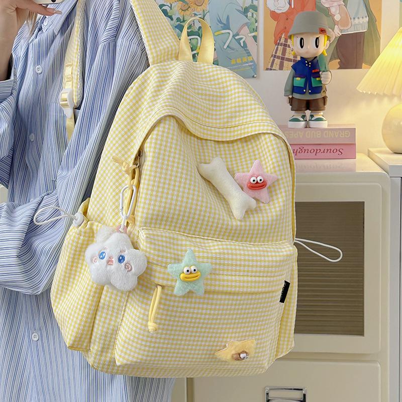 School Bag for Girls 1011 New Candy Color Sweet and Fresh Student School Bag Original Floral Plaid Large Capacity Backpack