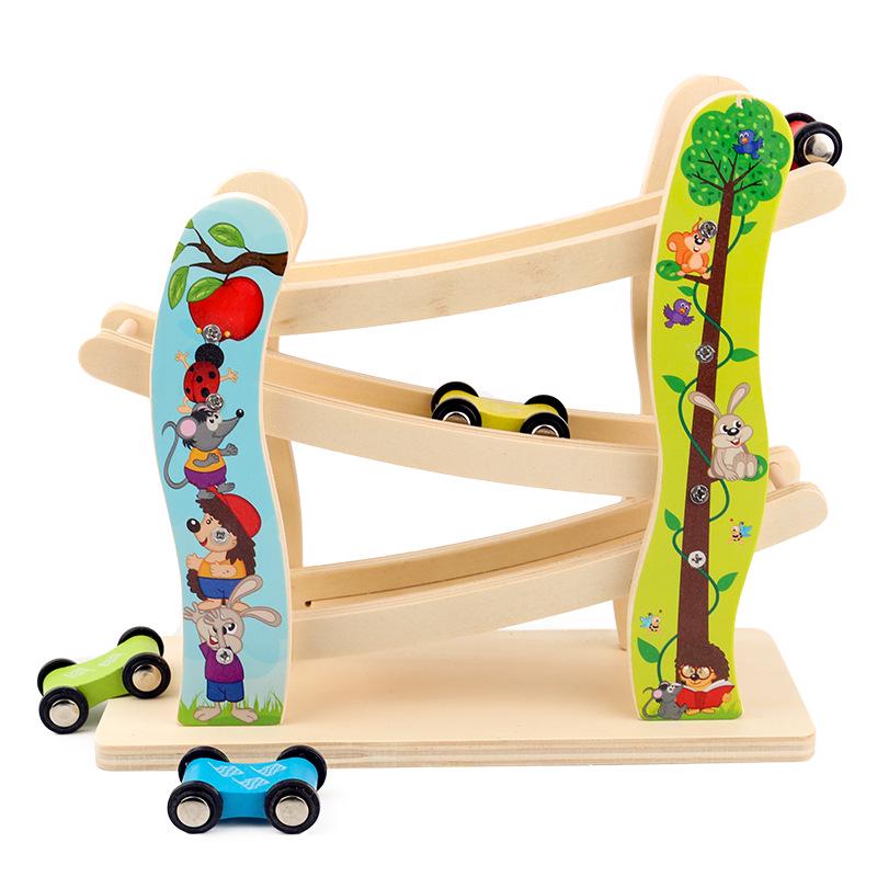 Colorful Wooden Educational Glide Car for Children - Fast, Interactive Parent-Child Toy