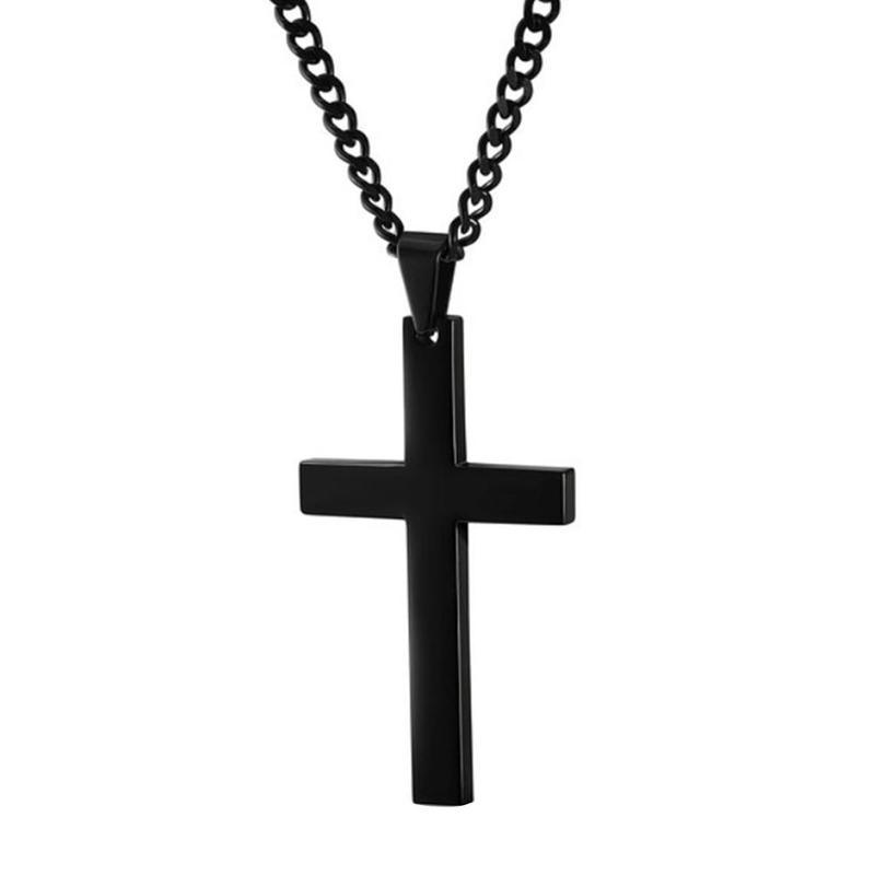 Christian Titanium Steel Cross Nacklace For Men Women Single Cross Pendant Necklace Women Men Link Chain Charm Necklace Jewelry