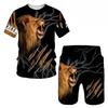 T Shirt & Shorts Sets 2piece Suit for Mens Animal Pattern Print Short Sleeve Tracksuit Leisure 3D Polyester Man's Set