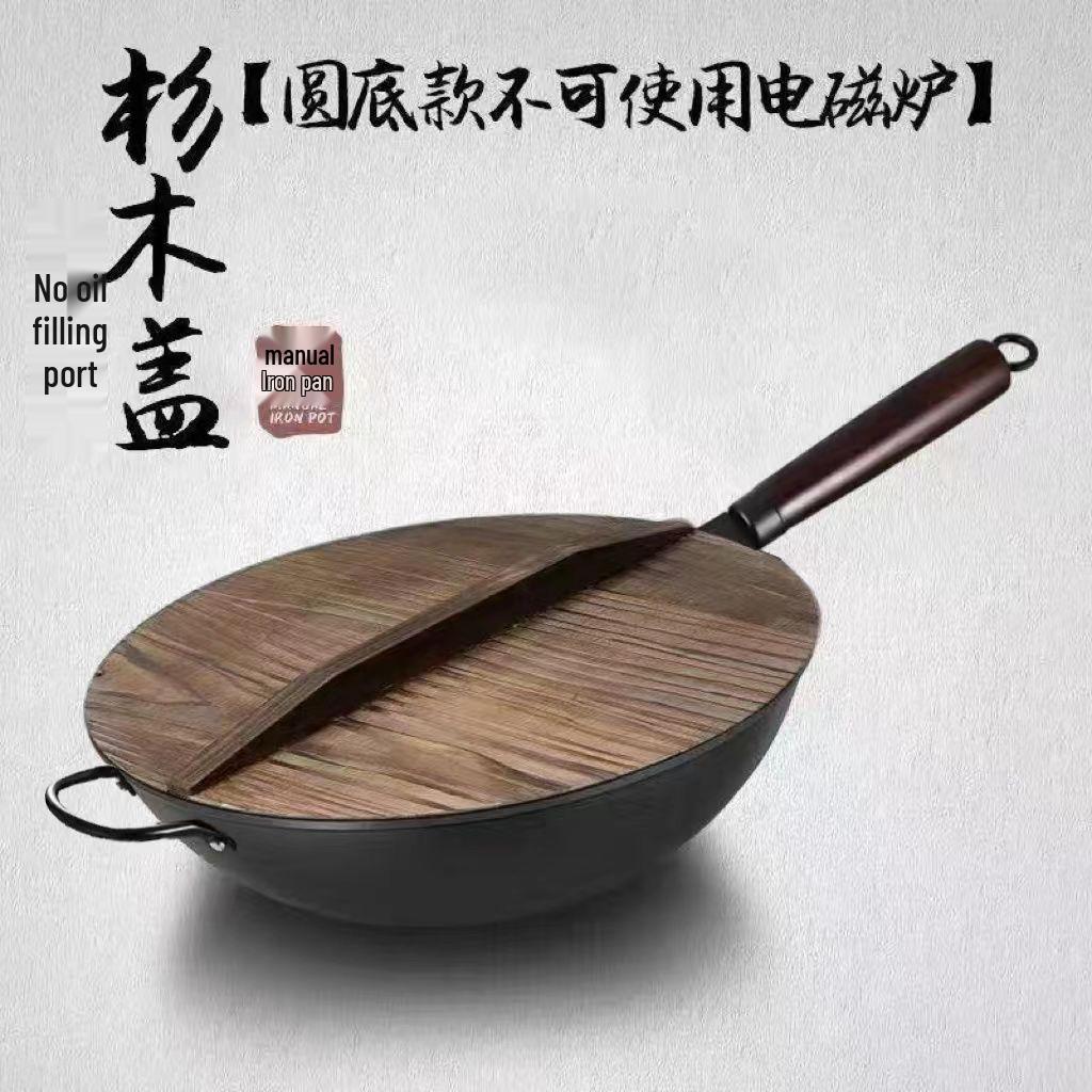 Hand-Forged Cast Iron Non-Stick Wok for Gas & Induction Stoves, Medium-High, No Coating