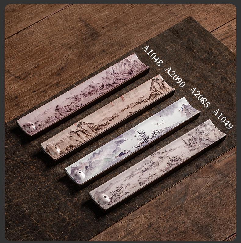Guochao River & Mountain Ceramic Incense Holder - Retro Incense Stick Tray for Indoor Use