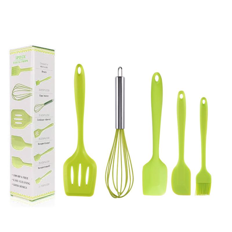 Silicone Spatula Spatula Brush Egg Beater Silicone Kitchenware 5-piece Kitchen Utensil Set Kitchen Cooking Utensils