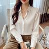 2025 Women's Niche Design Satin Shirt: Elegant, High-End Professional Wear for Spring & Autumn