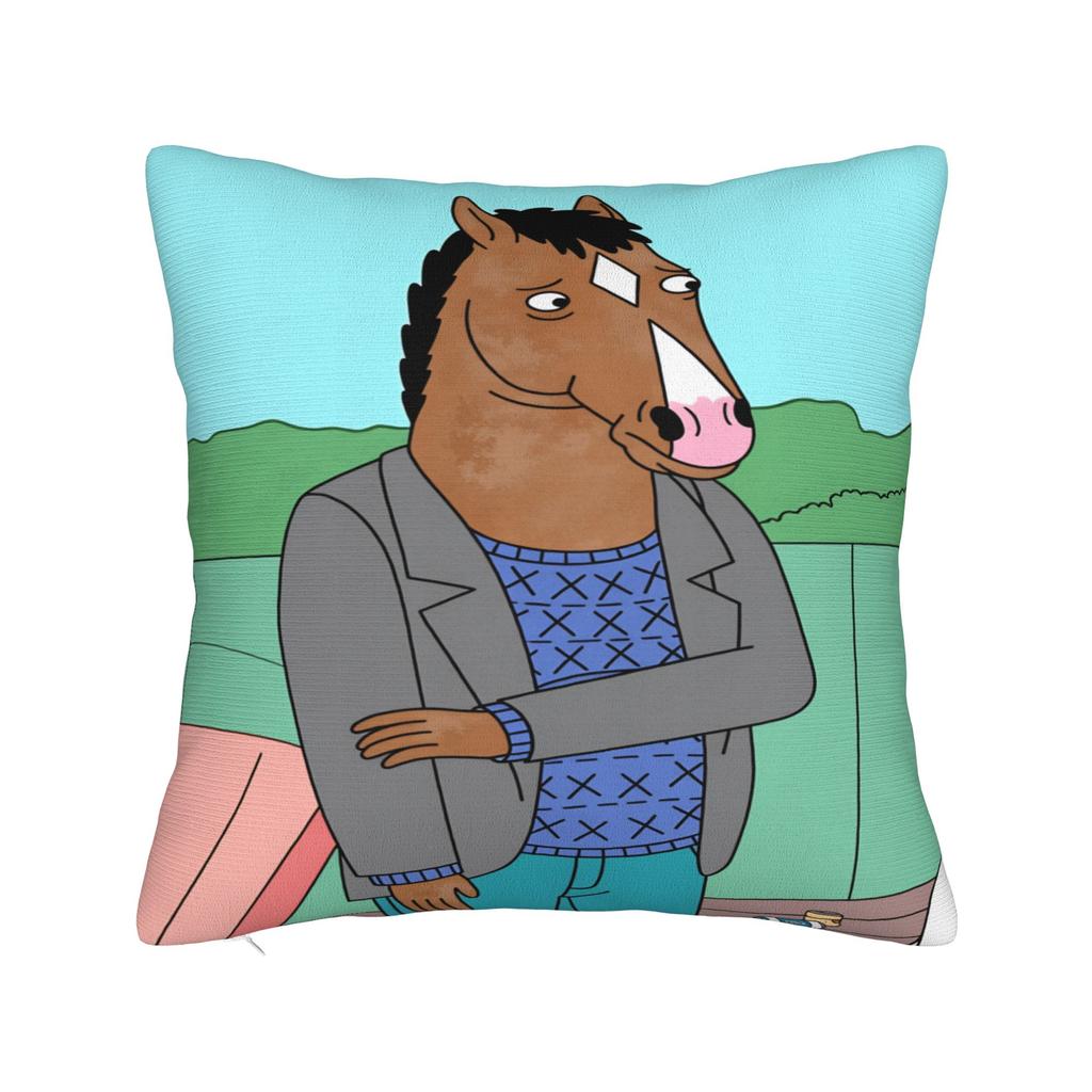 Pillow Case Anime B-BoJack H-Horsemans Soft Pillow Cover For Sofa Couch Bed Living Room Cute Funny Pillowcases