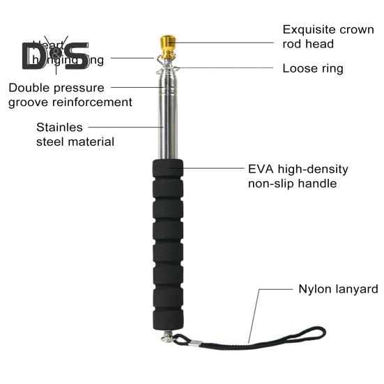 Maszt flagowy teleskopowy 200/300CM z antypoślizgową gąbką, wytrzymały metalowy, rozsuwany, przenośny, do banerów dla nauczycieli