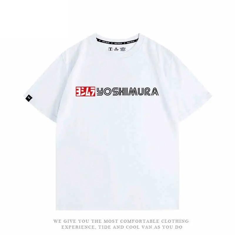 T-shirt in Cotone Lavorato Lenta Yoshimura Exhaust Locomotive Ar Ai Factory Team Moto Modificata Work Streetwear Estiva Nuova Maglietta Top Oversize Uomo Donna